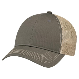 6 Panel Enzyme Washed Deluxe Chino Twill/Soft Nylon Mesh Cap